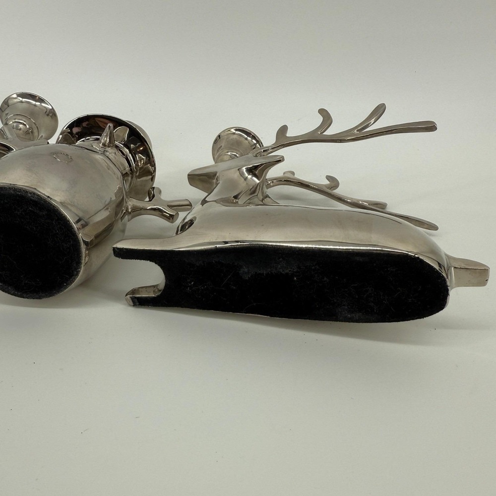 Set of 3 Silver Metal Reindeer & Snowman Candle Holders Modern Christmas Decor - Picture 12 of 13